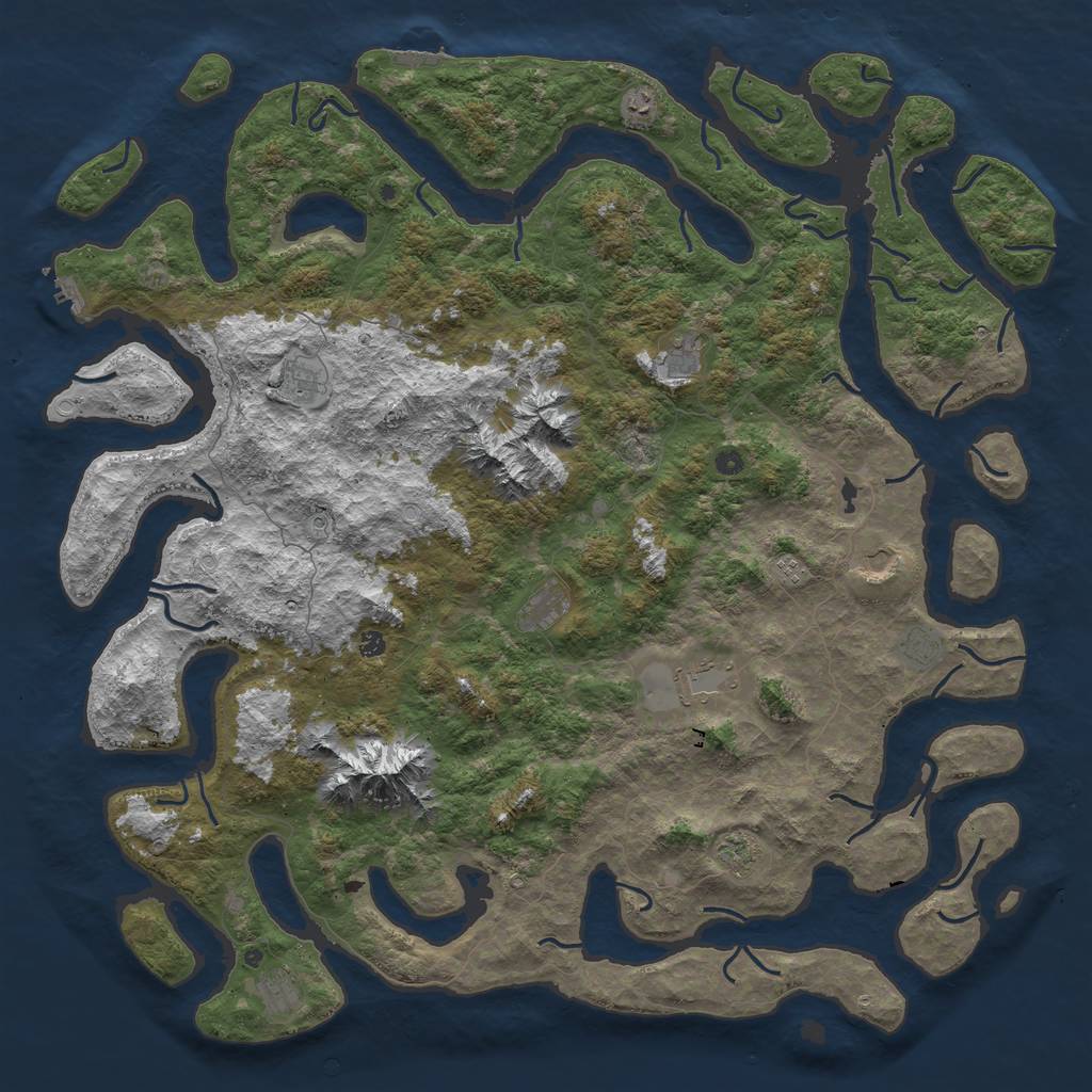 Rust Map: Procedural Map, Size: 6000, Seed: 691053420, 19 Monuments