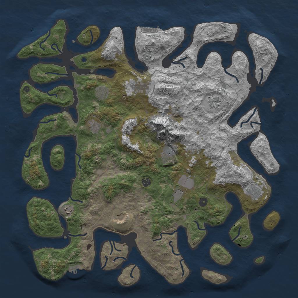 Rust Map: Procedural Map, Size: 5000, Seed: 35464316, 19 Monuments