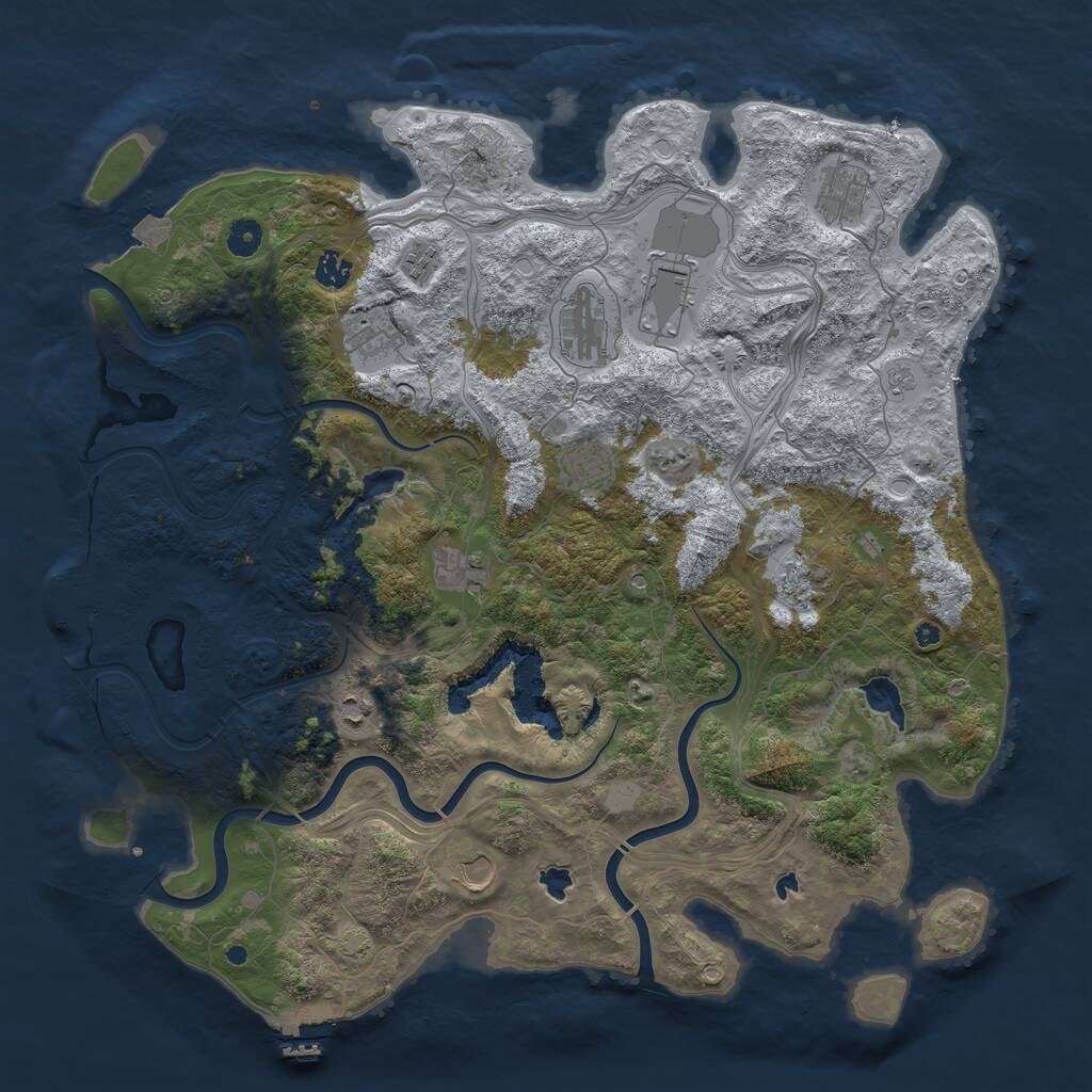 Rust Map: Procedural Map, Size: 4500, Seed: 200043343, 17 Monuments