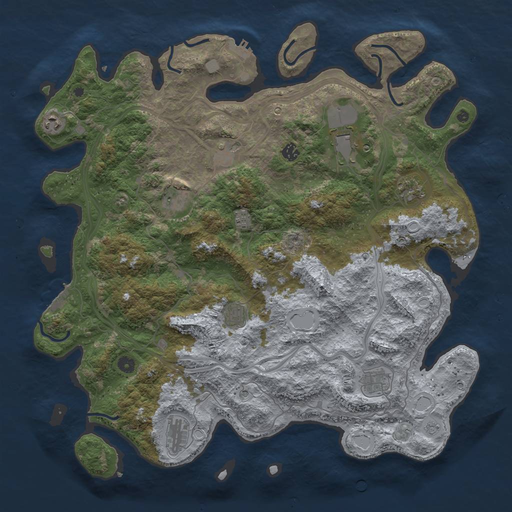 Rust Map: Procedural Map, Size: 4500, Seed: 125456, 17 Monuments