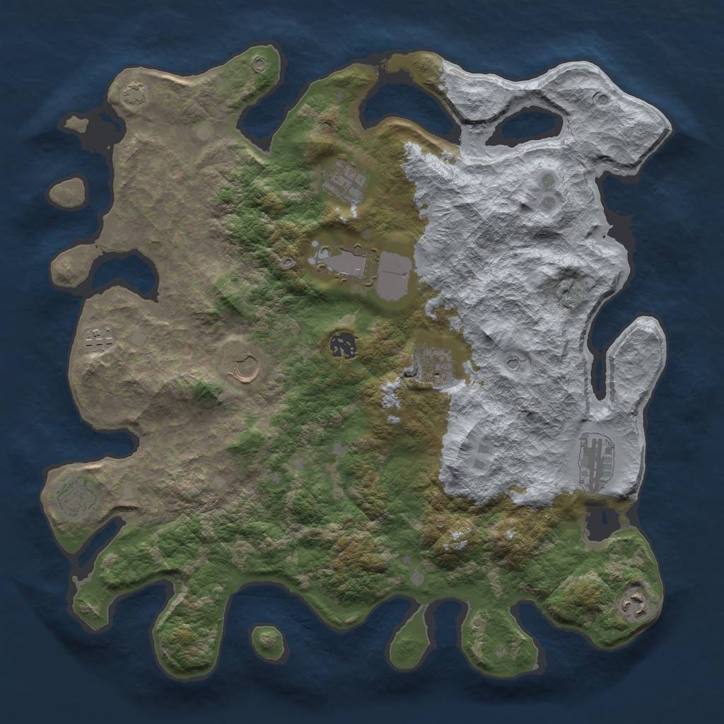 Rust Map: Barren, Size: 4000, Seed: 1504075862, 13 Monuments