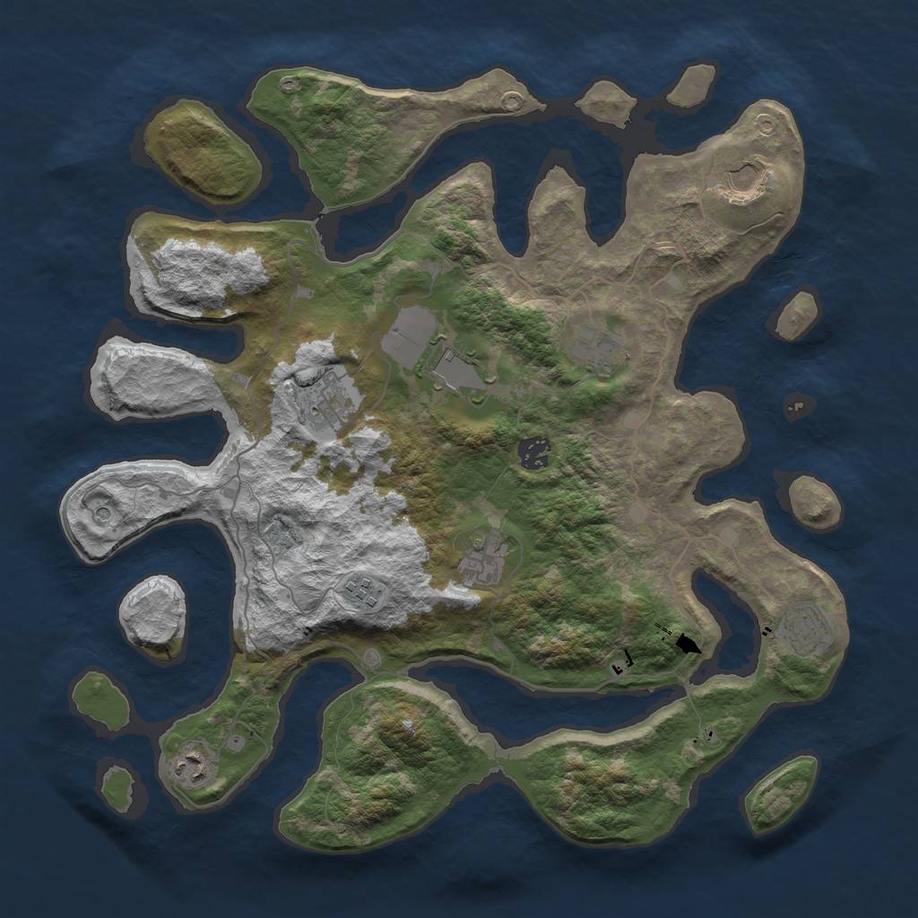 Rust Map: Barren, Size: 4000, Seed: 231220096, 12 Monuments