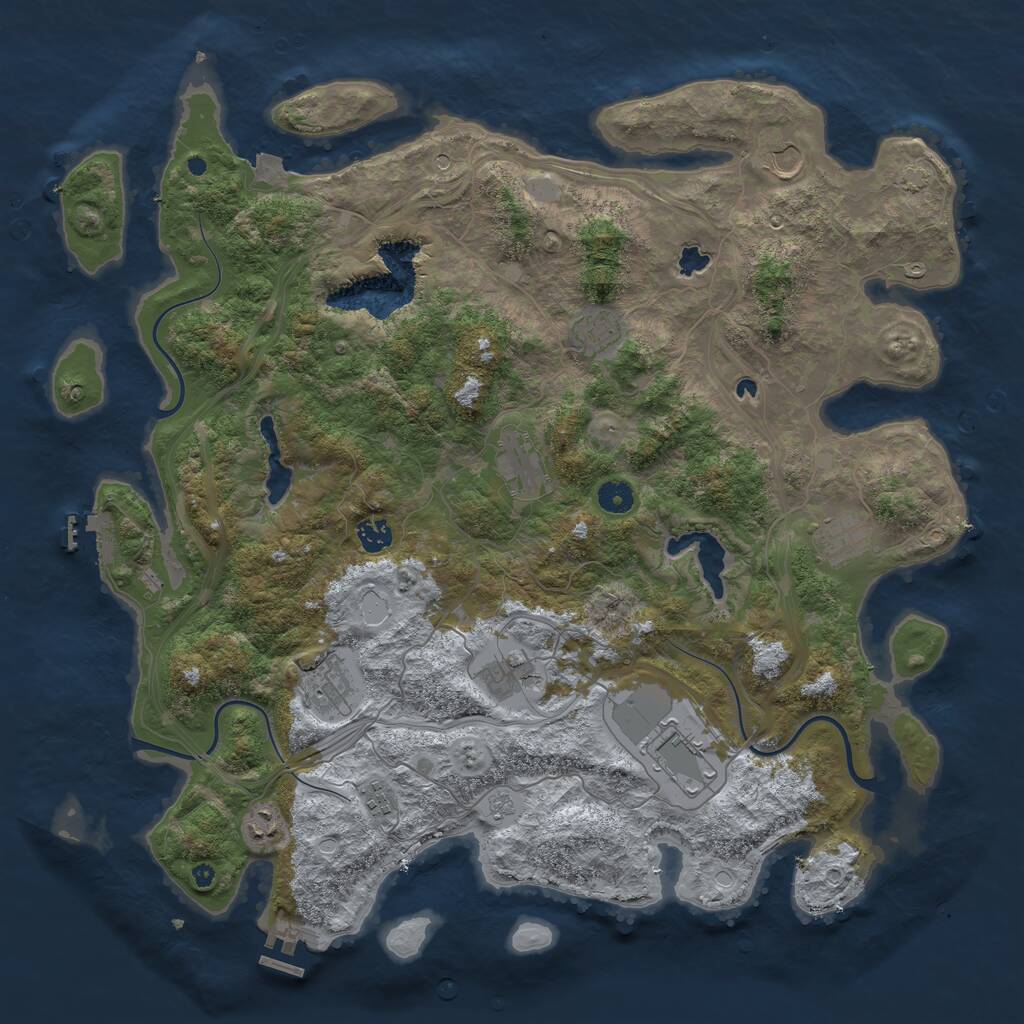 Rust Map: Procedural Map, Size: 4500, Seed: 506338527, 16 Monuments