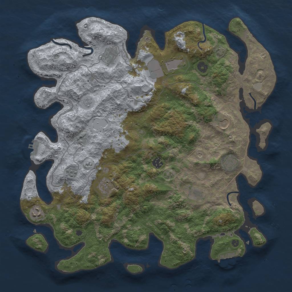 Rust Map: Procedural Map, Size: 4096, Seed: 100309, 17 Monuments