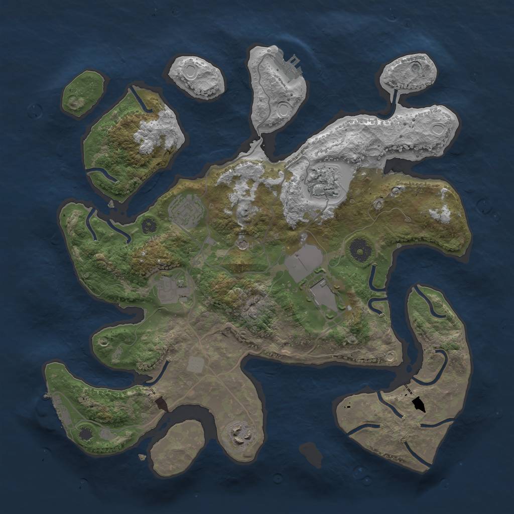 Rust Map: Procedural Map, Size: 3500, Seed: 38468416, 13 Monuments