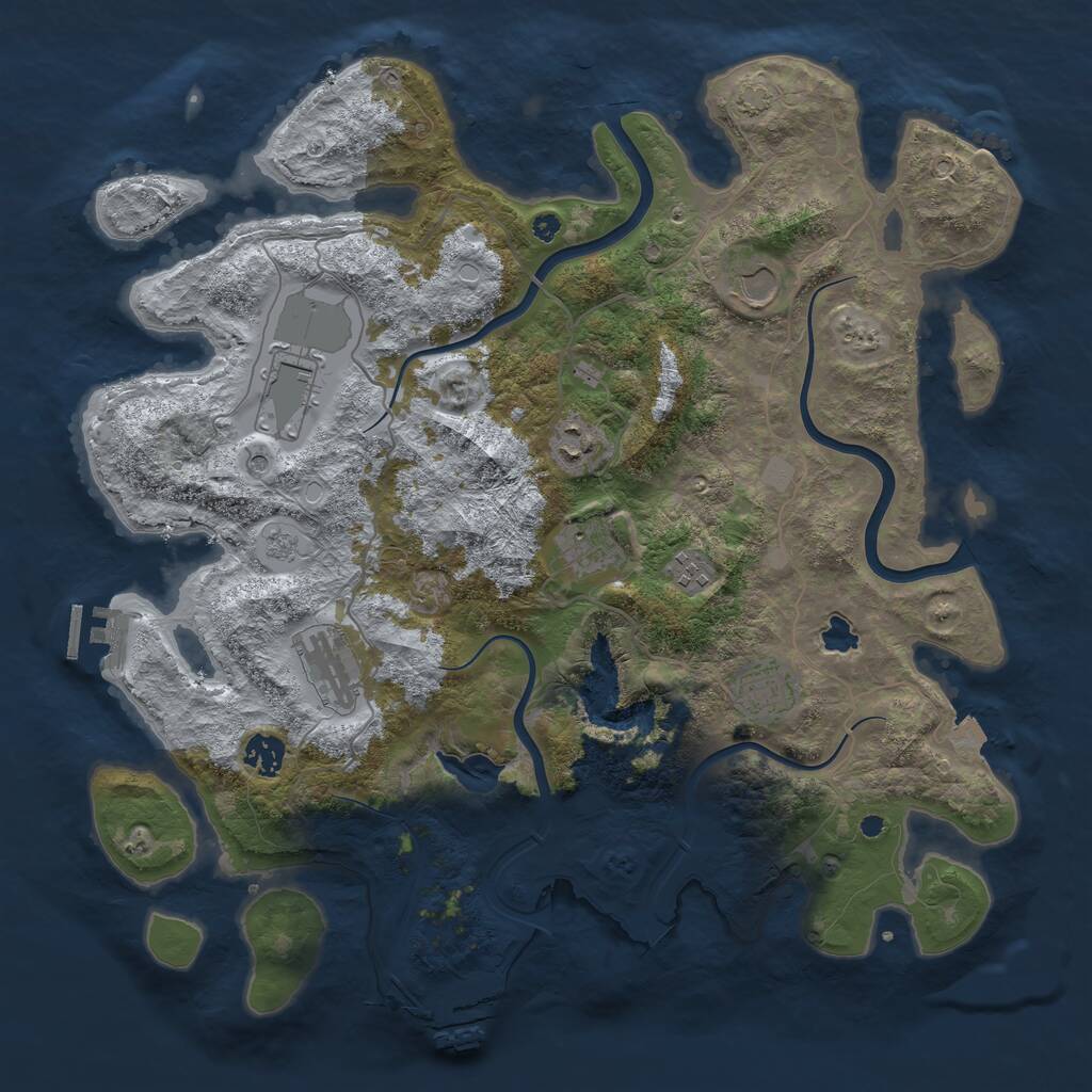 Rust Map: Procedural Map, Size: 4000, Seed: 1237, 14 Monuments