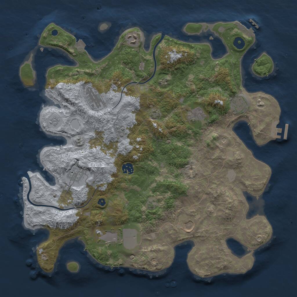 Rust Map: Procedural Map, Size: 3850, Seed: 68170587, 15 Monuments