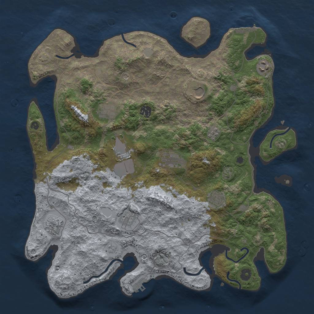 Rust Map: Procedural Map, Size: 4000, Seed: 215546631, 18 Monuments