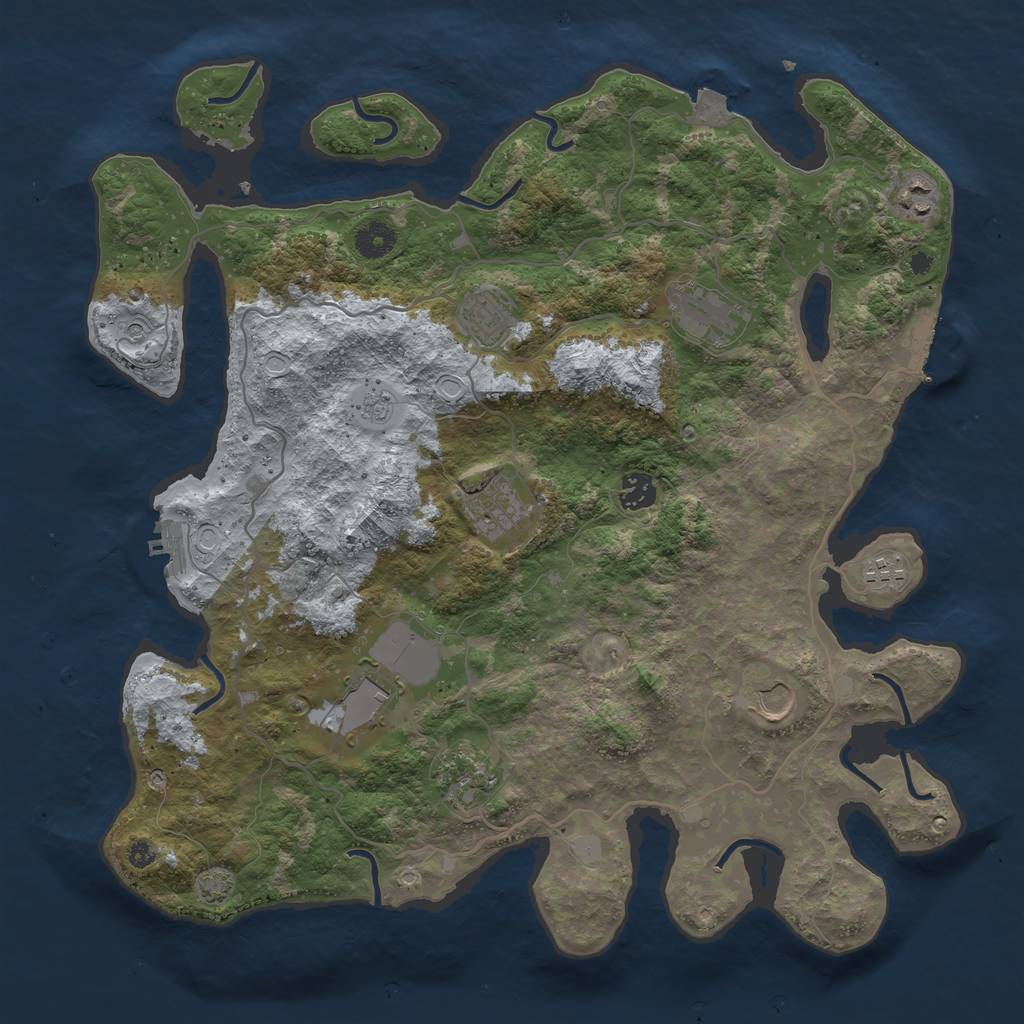 Rust Map: Procedural Map, Size: 4000, Seed: 211154111, 17 Monuments