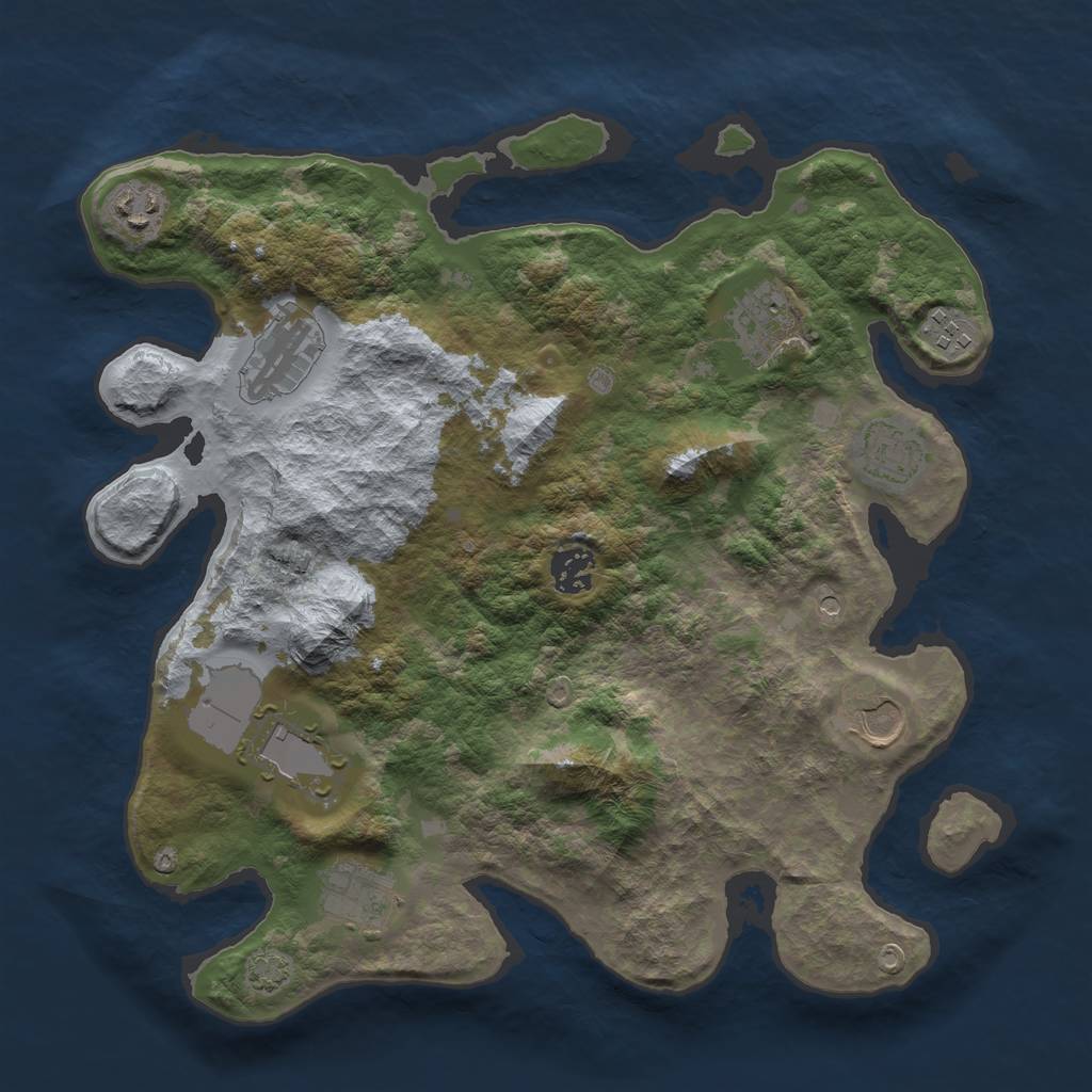 Rust Map: Barren, Size: 3500, Seed: 1903767080, 13 Monuments