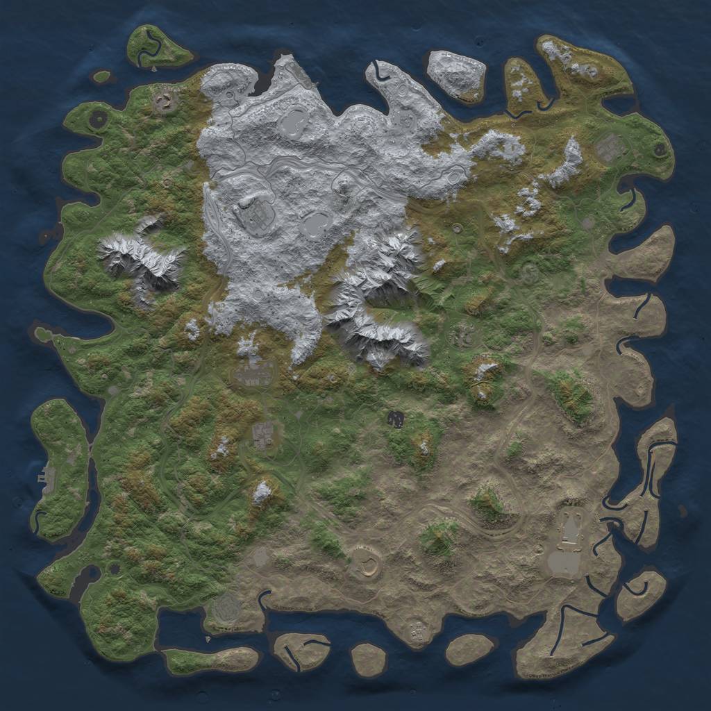 Rust Map: Procedural Map, Size: 6000, Seed: 3600, 18 Monuments