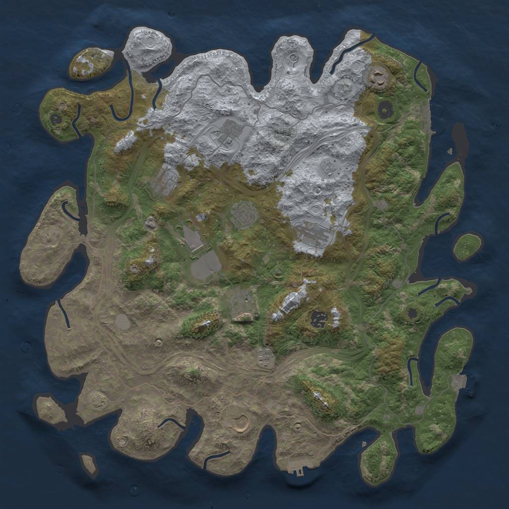 Rust Map: Procedural Map, Size: 4400, Seed: 3587498, 18 Monuments