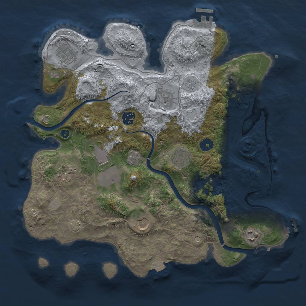 Rust Map: Procedural Map, Size: 3500, Seed: 740577541, 15 Monuments