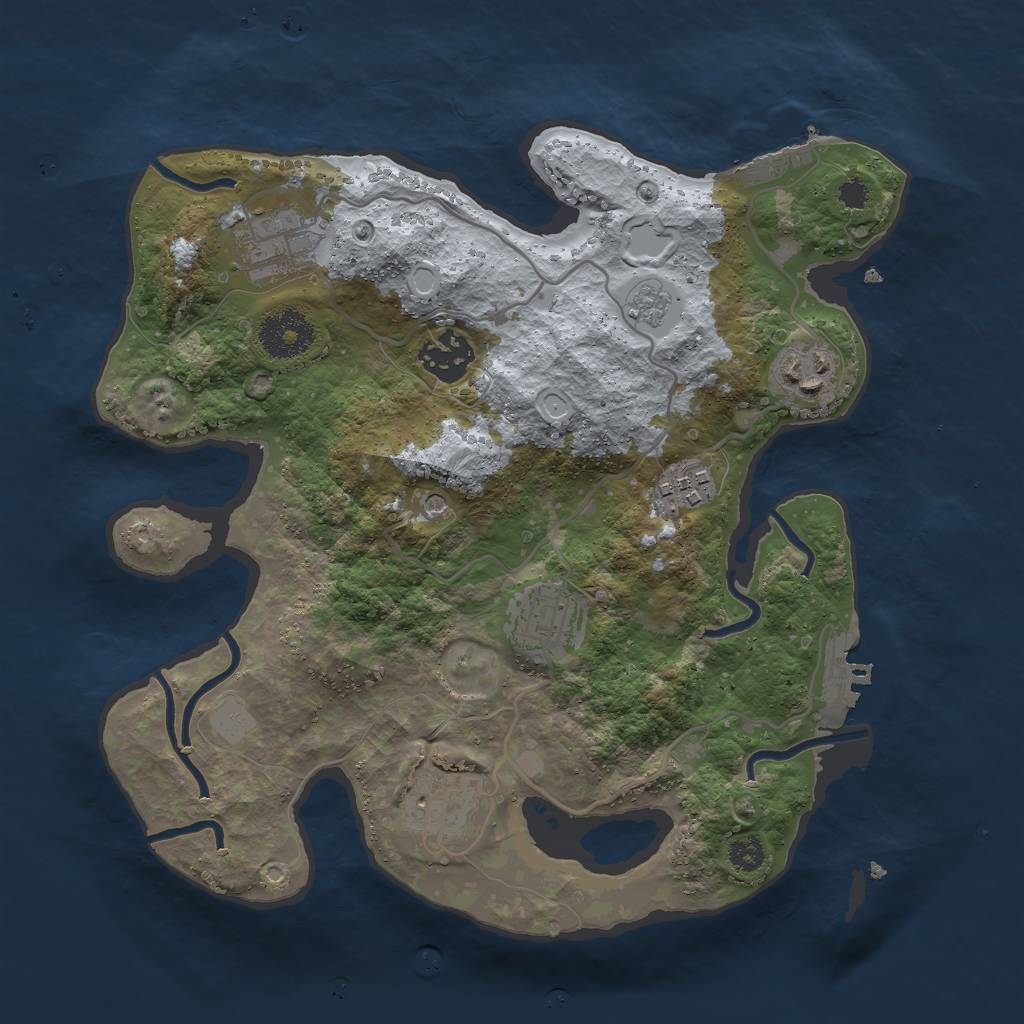 Rust Map: Procedural Map, Size: 3000, Seed: 2071538797, 13 Monuments