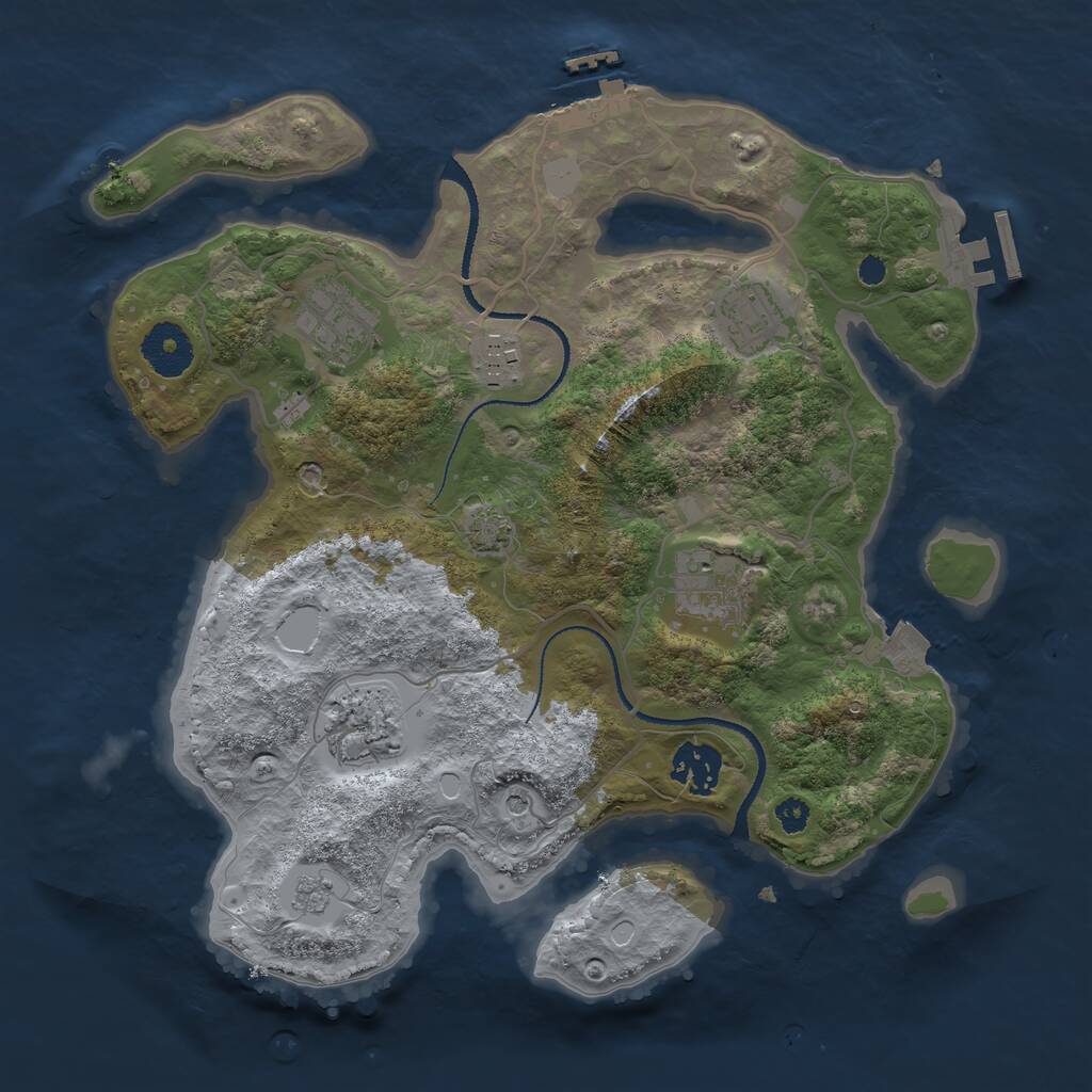 Rust Map: Procedural Map, Size: 3200, Seed: 843422812, 12 Monuments