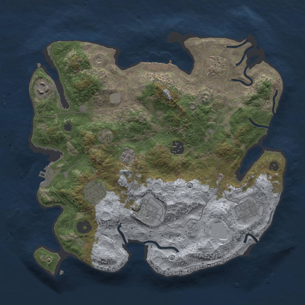 Rust Map: Procedural Map, Size: 3250, Seed: 54, 14 Monuments