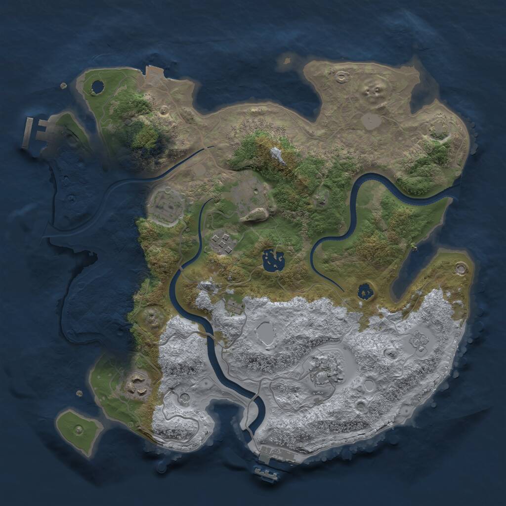 Rust Map: Procedural Map, Size: 3250, Seed: 54, 12 Monuments