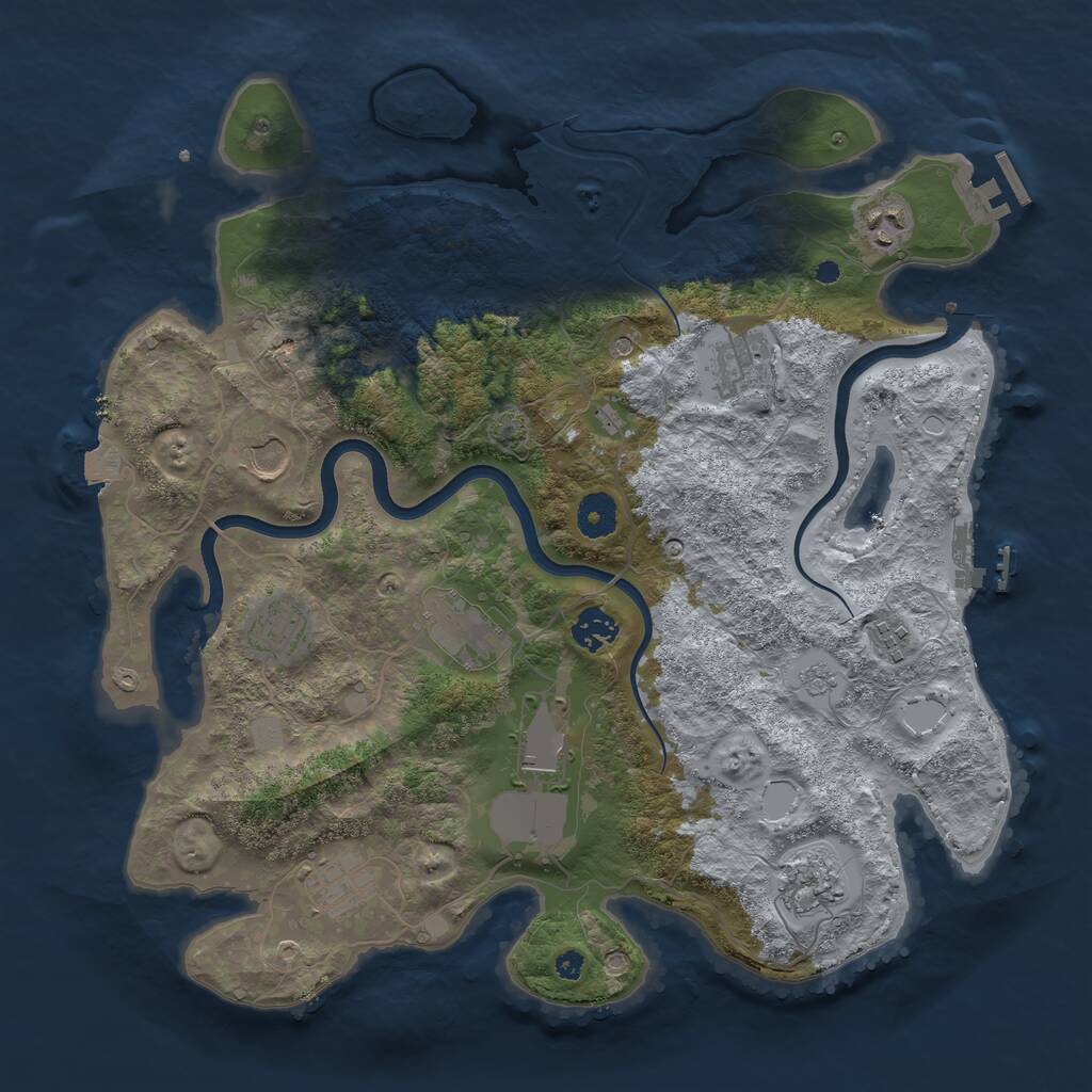 Rust Map: Procedural Map, Size: 3800, Seed: 471334514, 16 Monuments