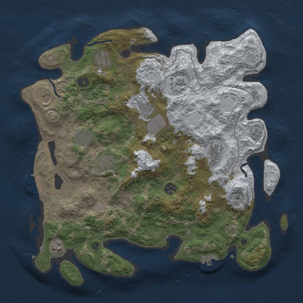 Rust Map: Procedural Map, Size: 4000, Seed: 654467028, 19 Monuments