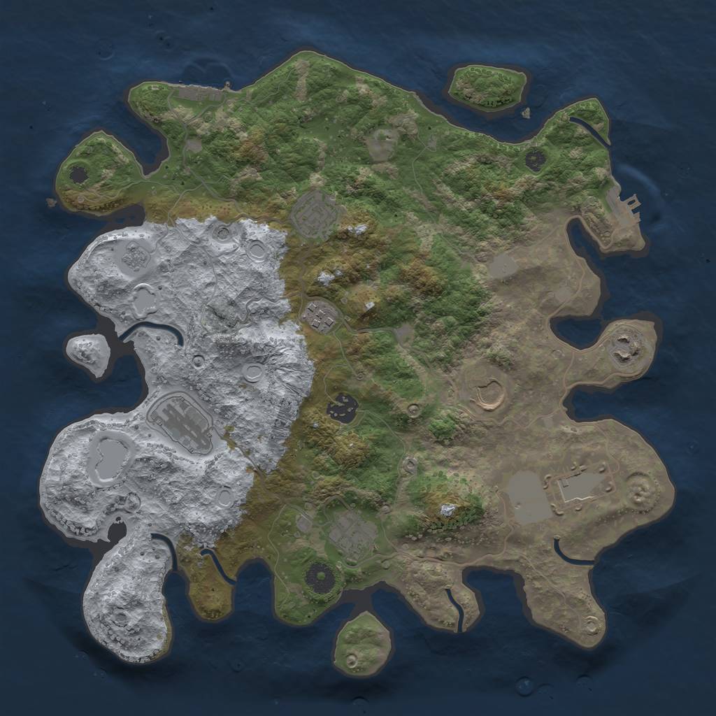 Rust Map: Procedural Map, Size: 3600, Seed: 1249894646, 15 Monuments