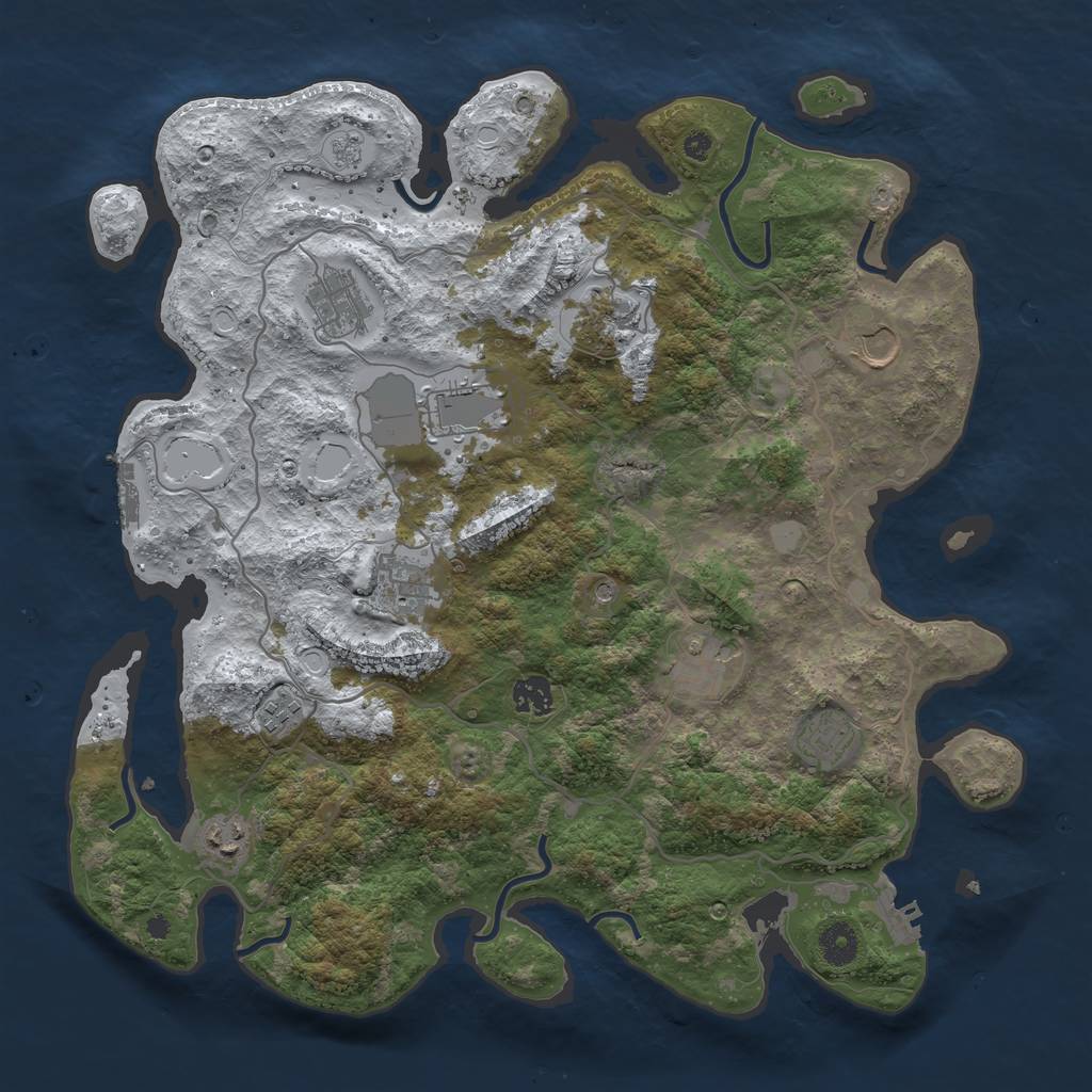 Rust Map: Procedural Map, Size: 4000, Seed: 898689949, 19 Monuments