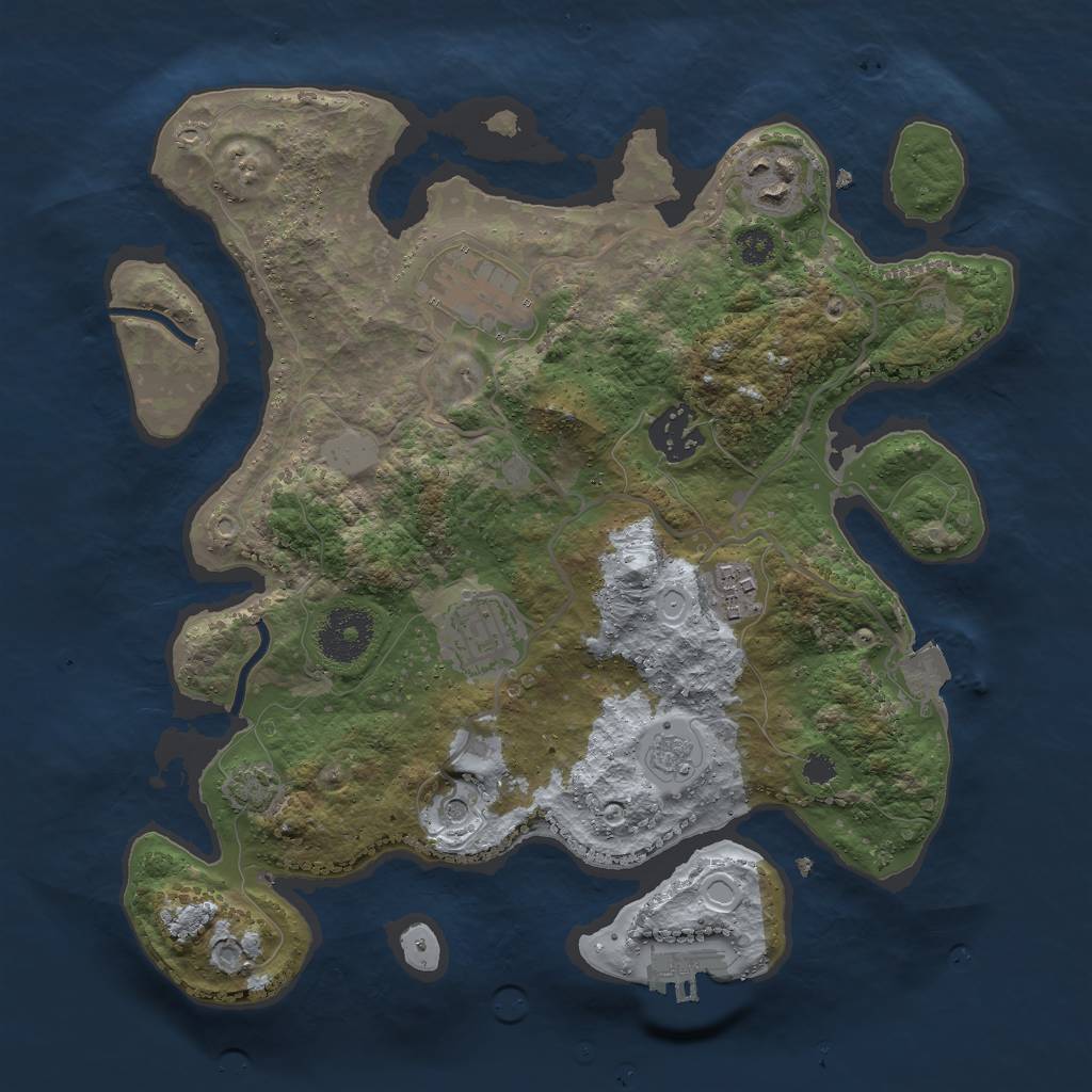 Rust Map: Procedural Map, Size: 3000, Seed: 375354, 12 Monuments