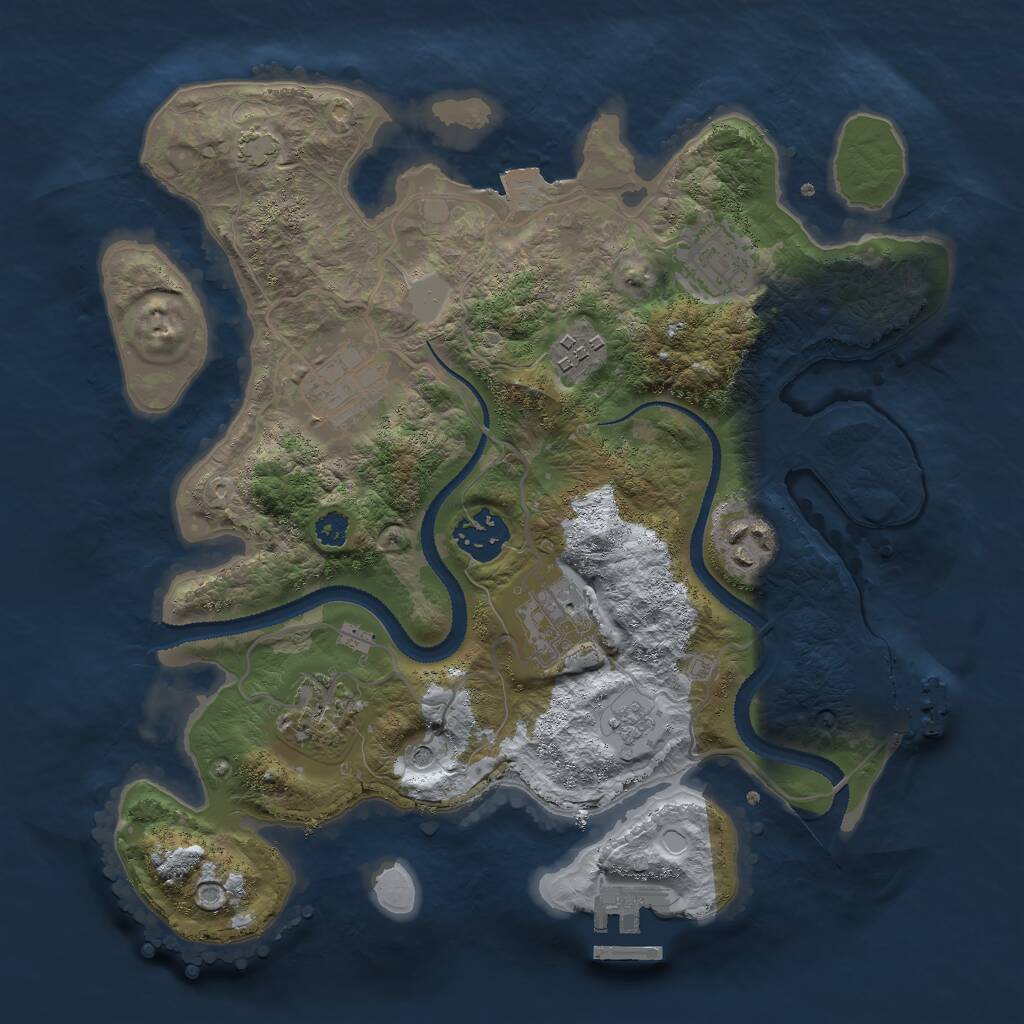 Rust Map: Procedural Map, Size: 3000, Seed: 375354, 13 Monuments
