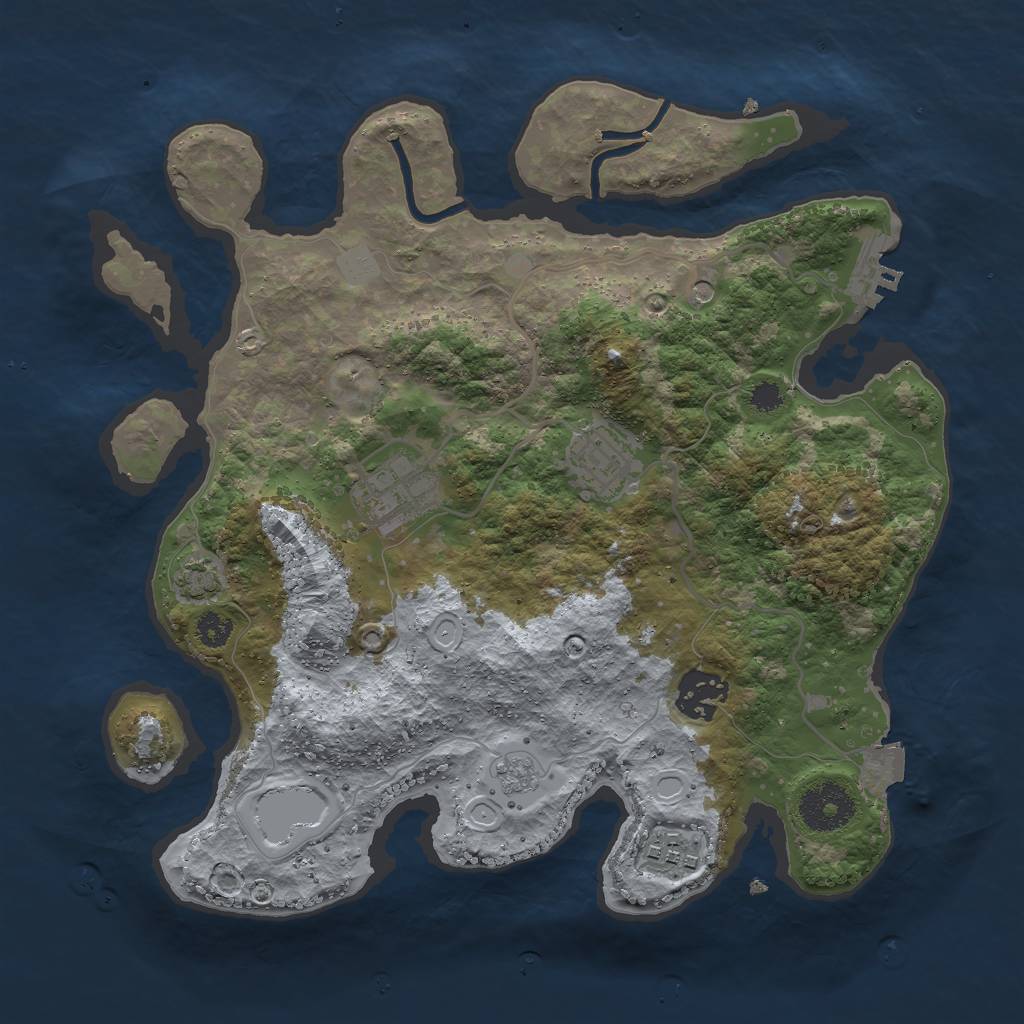 Rust Map: Procedural Map, Size: 3000, Seed: 29345, 11 Monuments