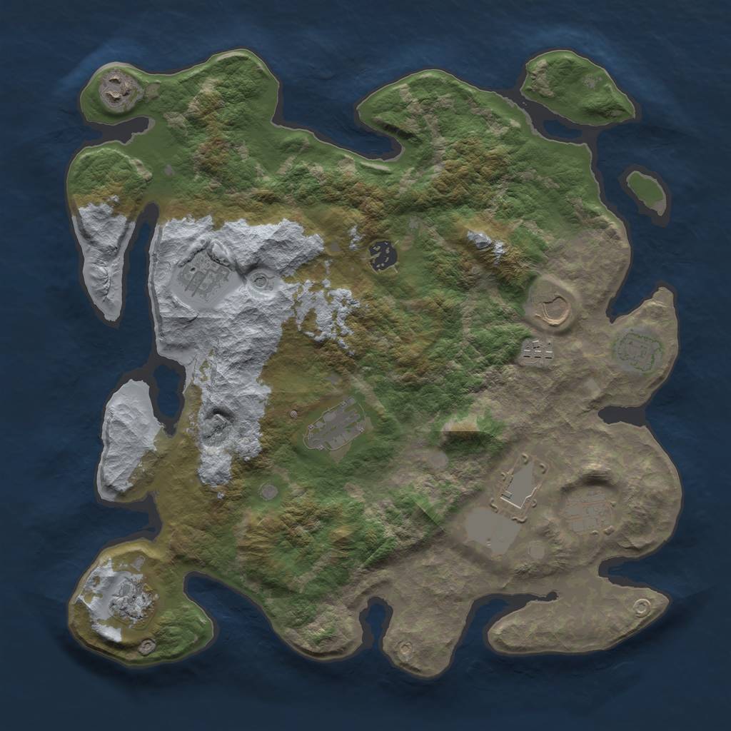 Rust Map: Barren, Size: 3750, Seed: 9898554, 13 Monuments