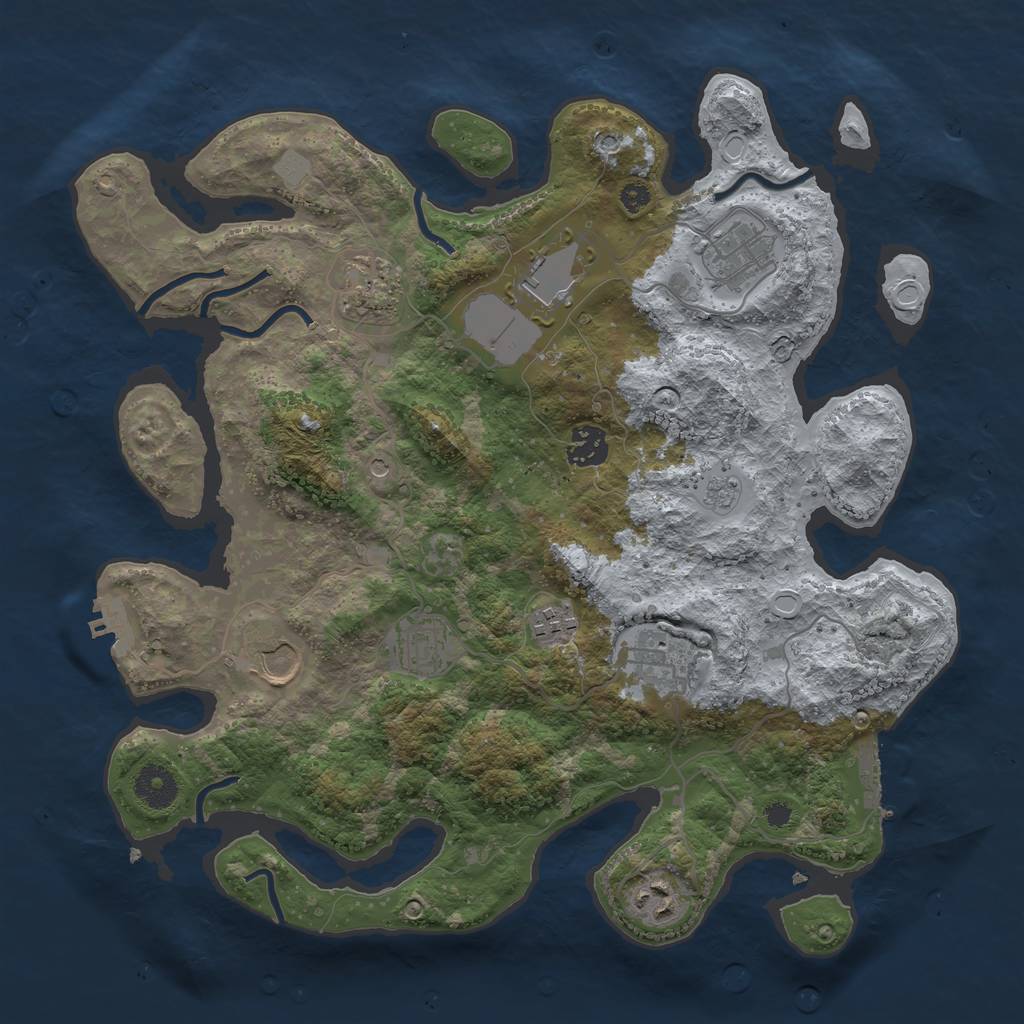 Rust Map: Procedural Map, Size: 3600, Seed: 1870114635, 16 Monuments