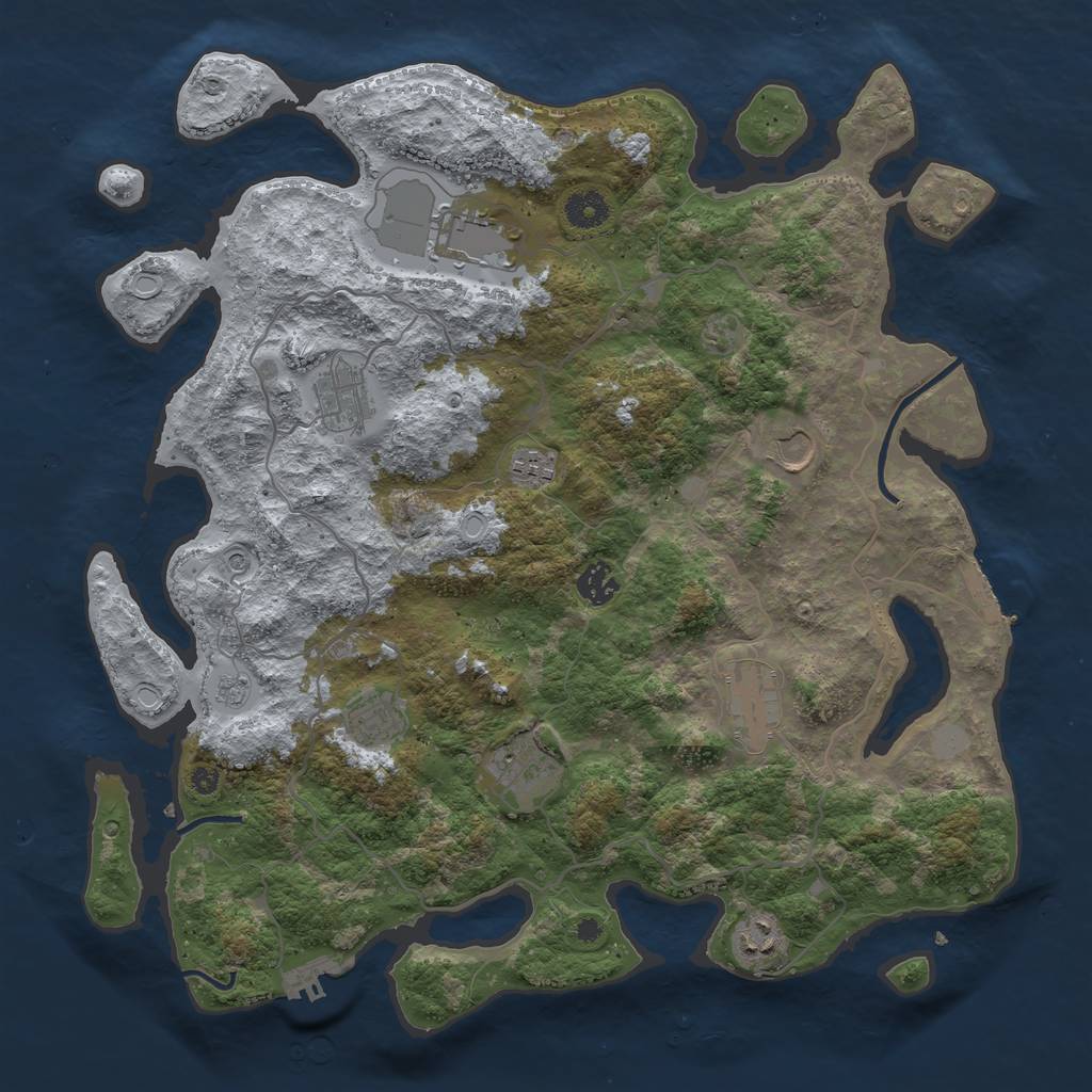 Rust Map: Procedural Map, Size: 4000, Seed: 6991169, 16 Monuments