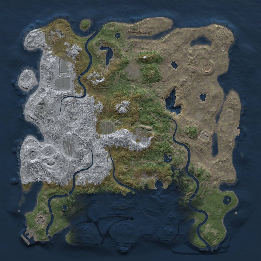 Rust Map: Procedural Map, Size: 4500, Seed: 20309, 16 Monuments