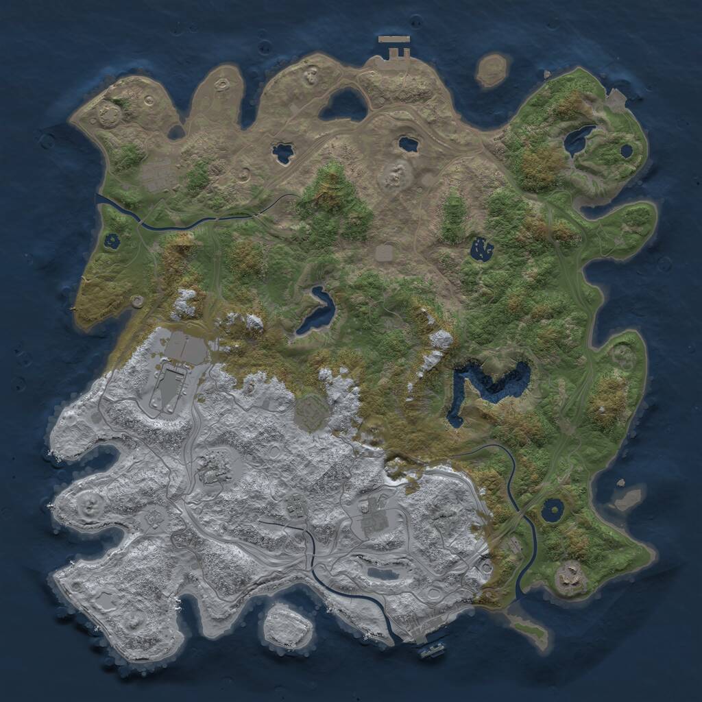 Rust Map: Procedural Map, Size: 4500, Seed: 36085158, 14 Monuments