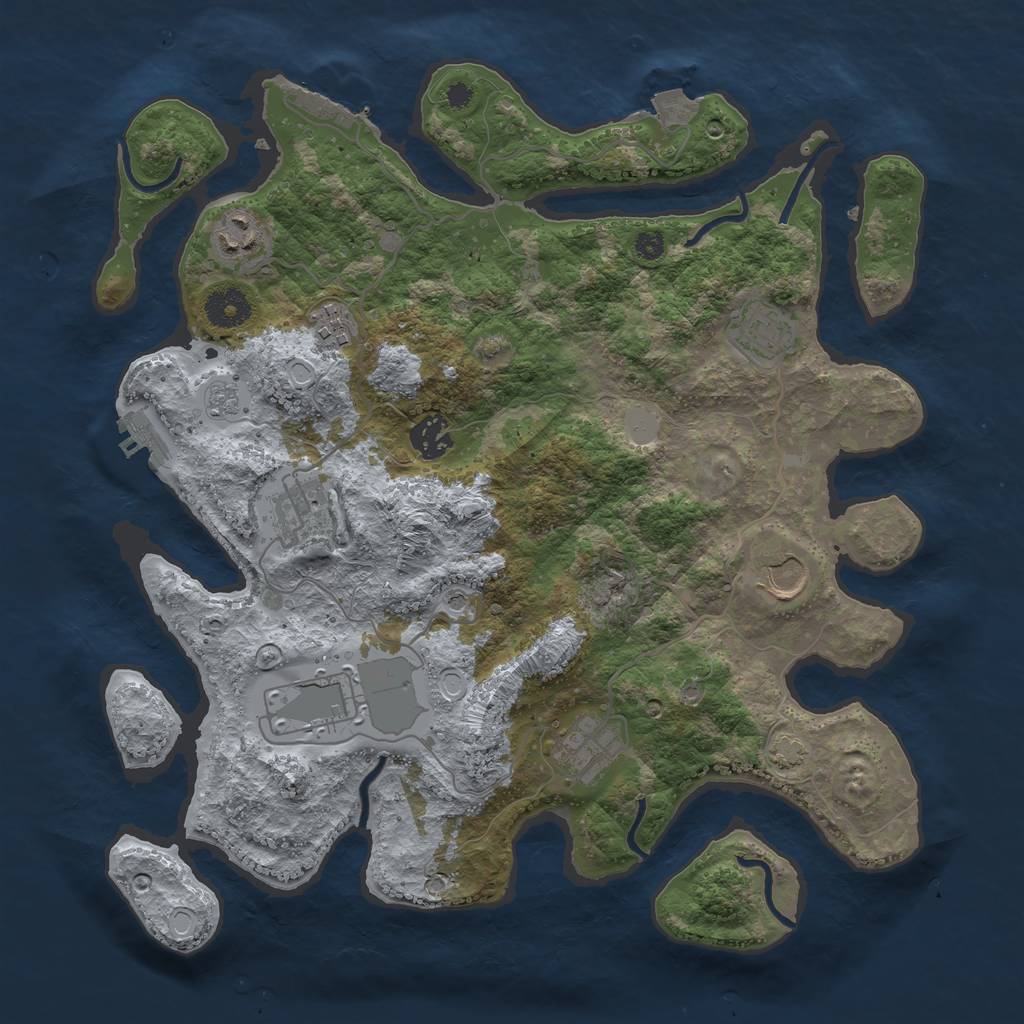 Rust Map: Procedural Map, Size: 3600, Seed: 174573584, 16 Monuments