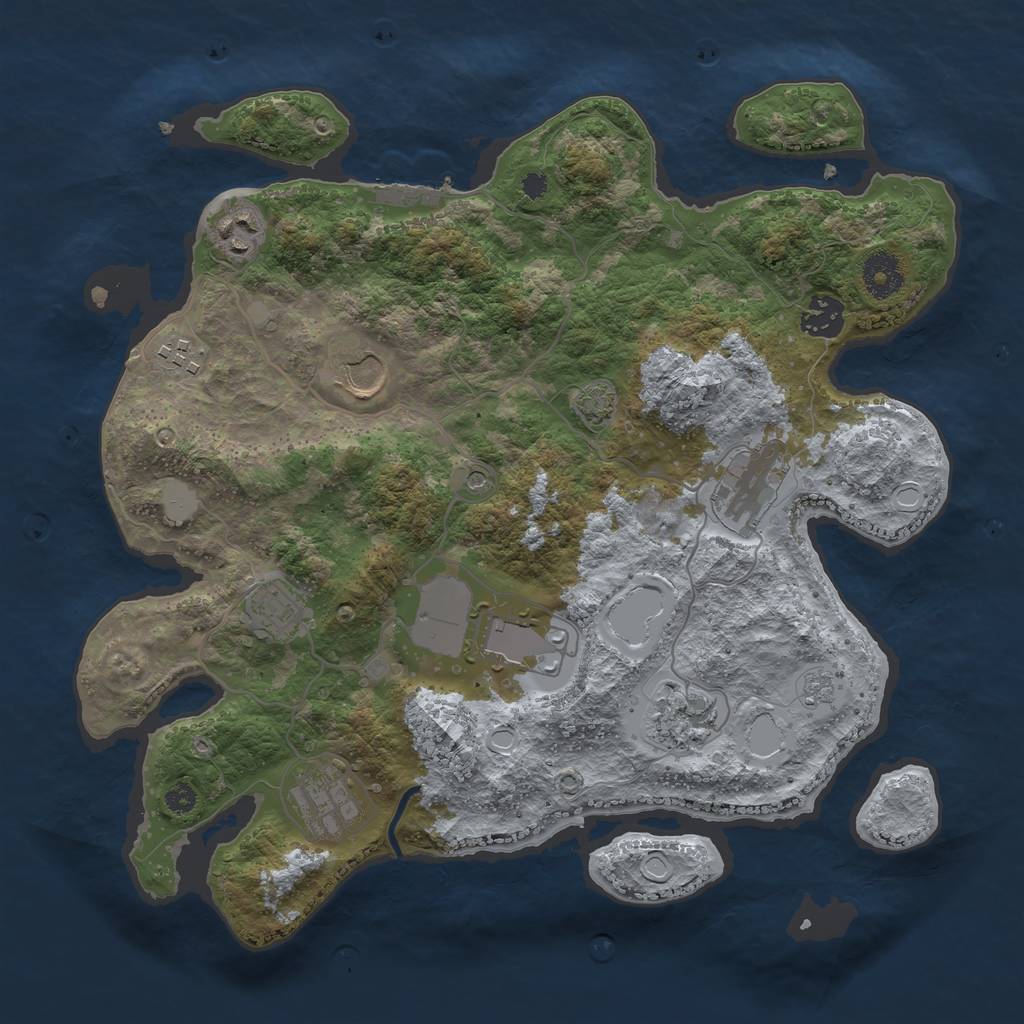 Rust Map: Procedural Map, Size: 3500, Seed: 2111114, 16 Monuments