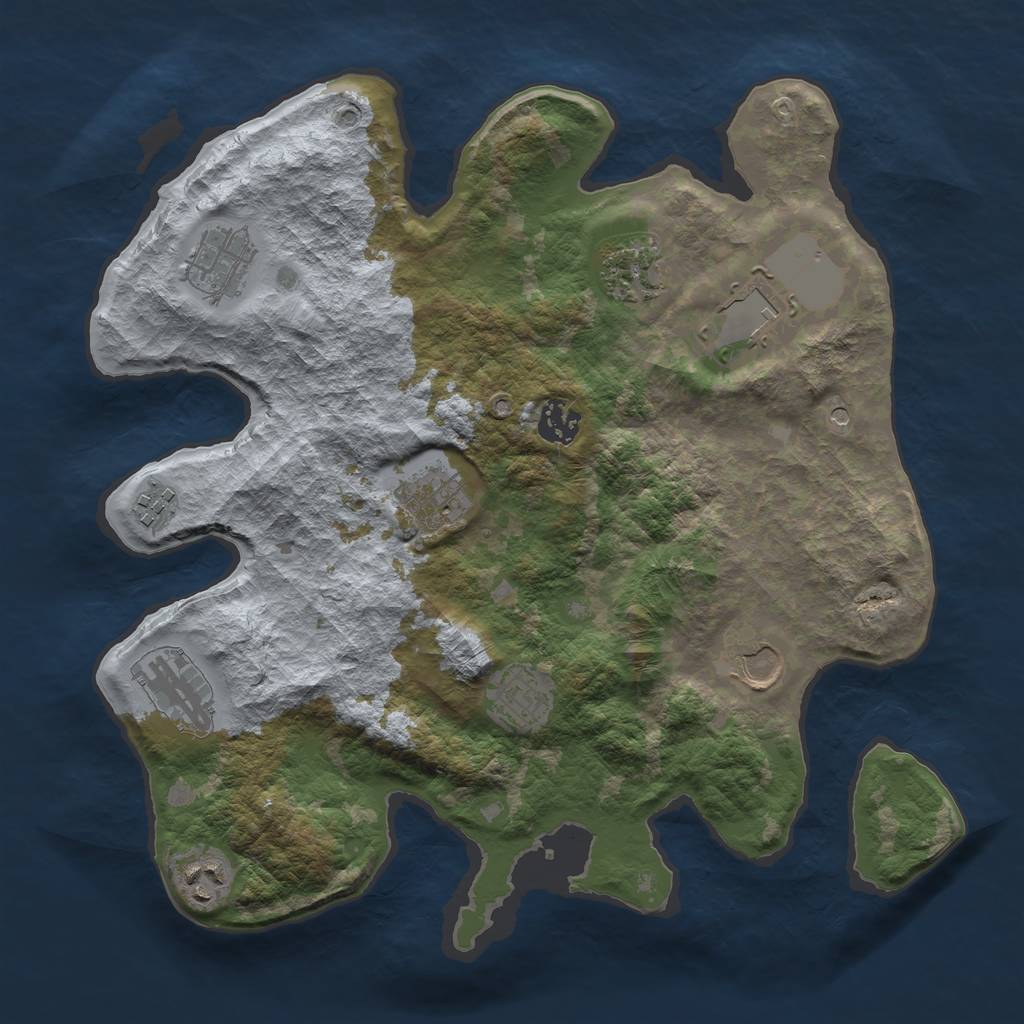 Rust Map: Barren, Size: 3500, Seed: 1707637137, 13 Monuments