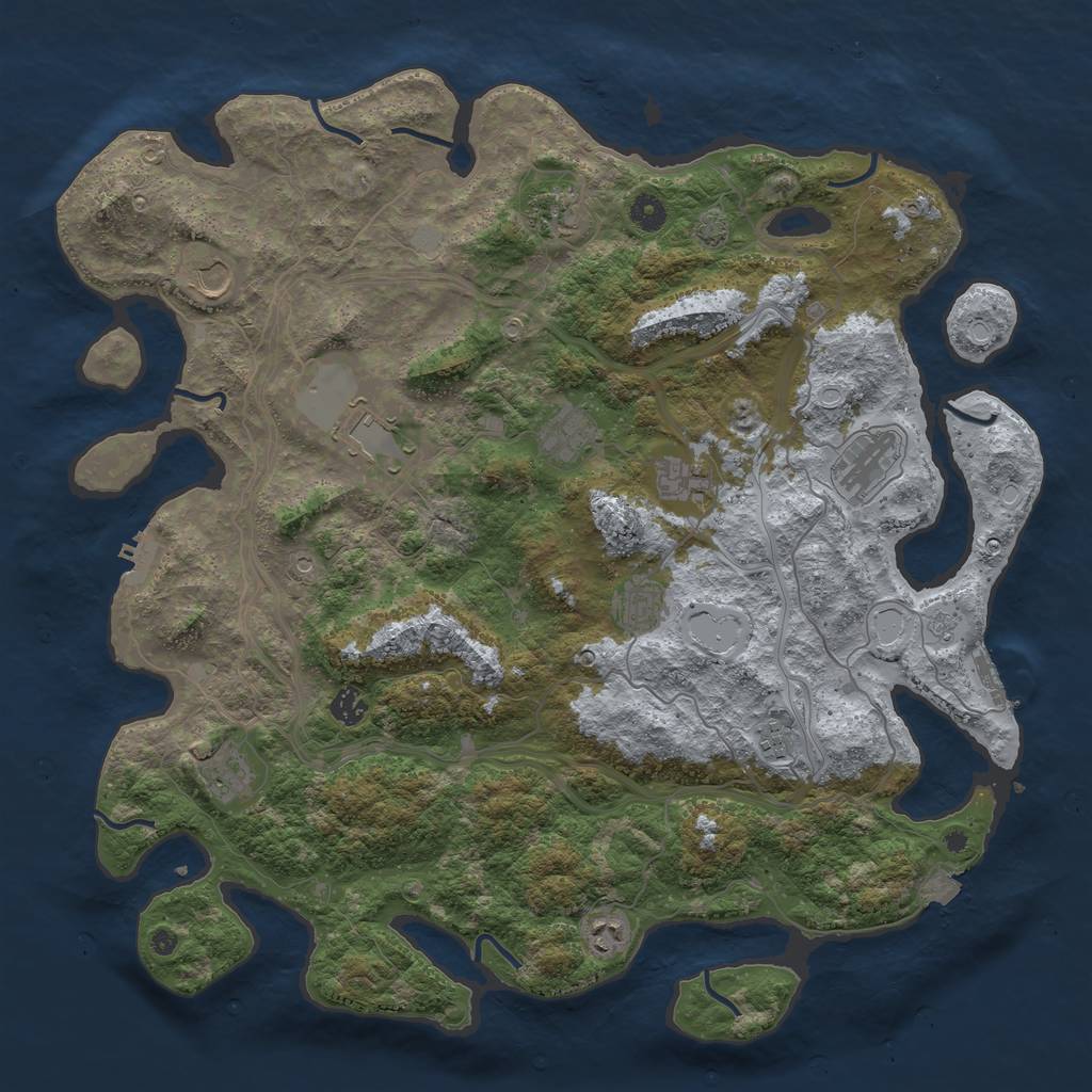 Rust Map: Procedural Map, Size: 4500, Seed: 848132388, 19 Monuments