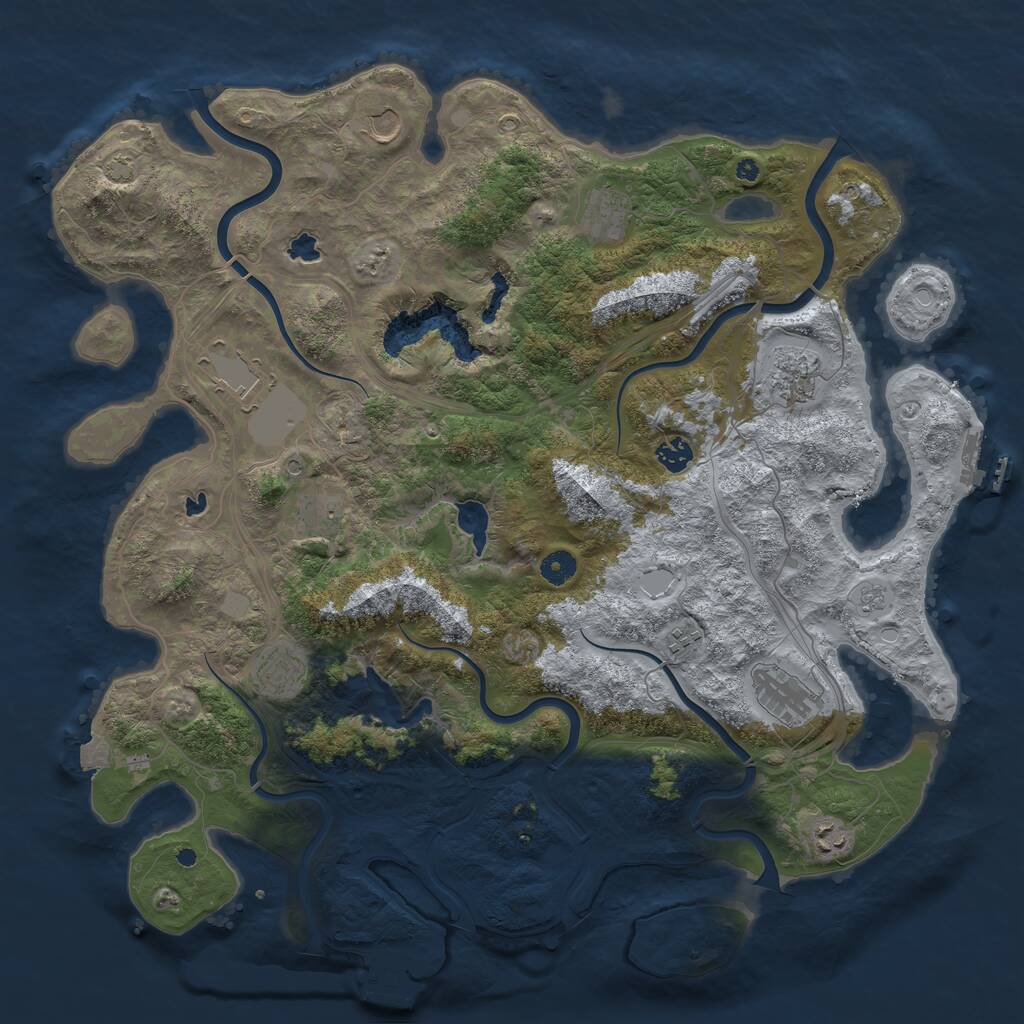 Rust Map: Procedural Map, Size: 4500, Seed: 848132388, 16 Monuments