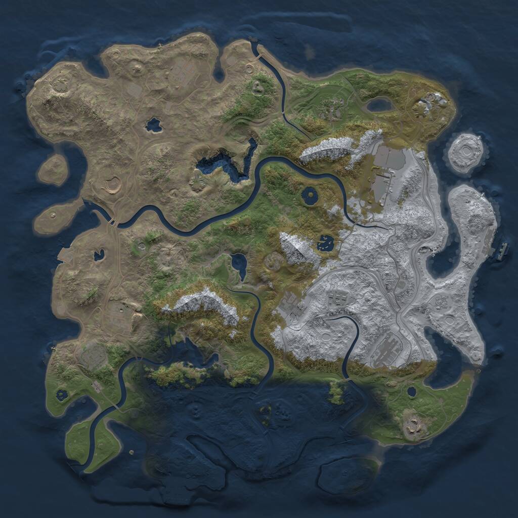 Rust Map: Procedural Map, Size: 4500, Seed: 848132388, 17 Monuments