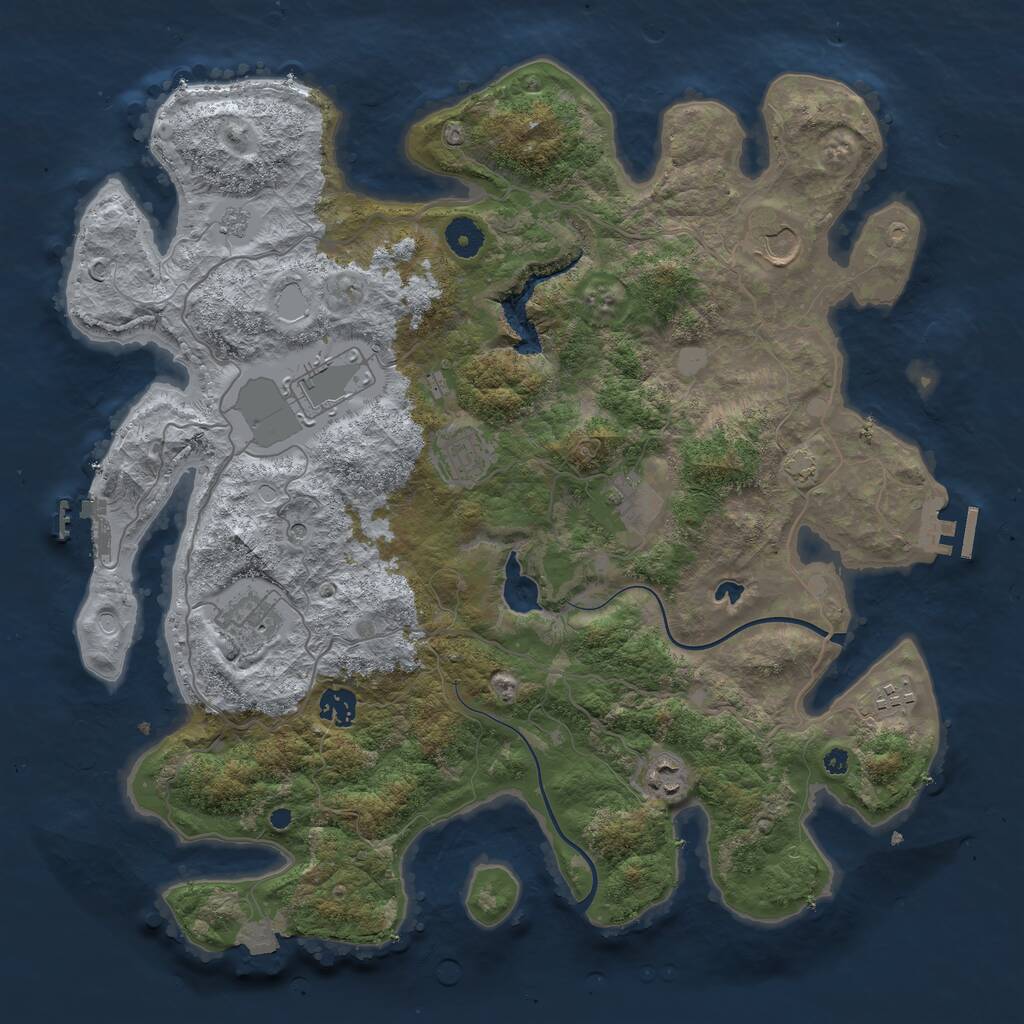 Rust Map: Procedural Map, Size: 4000, Seed: 608335813, 14 Monuments