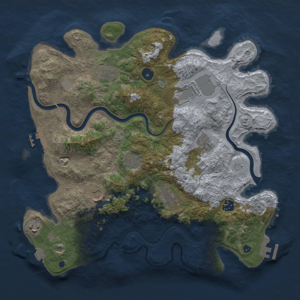 Rust Map: Procedural Map, Size: 3850, Seed: 6737509, 15 Monuments