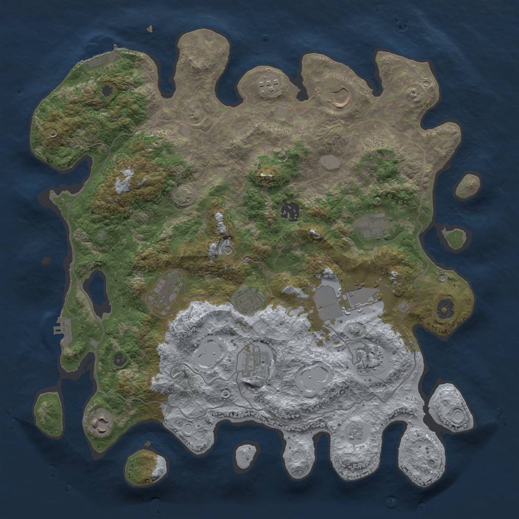 Rust Map: Procedural Map, Size: 4000, Seed: 7877, 18 Monuments