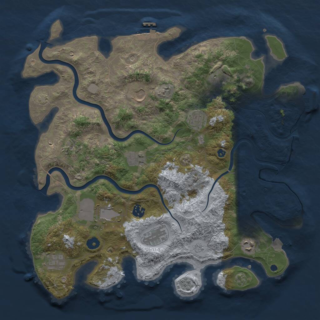 Rust Map: Procedural Map, Size: 3850, Seed: 935061958, 17 Monuments