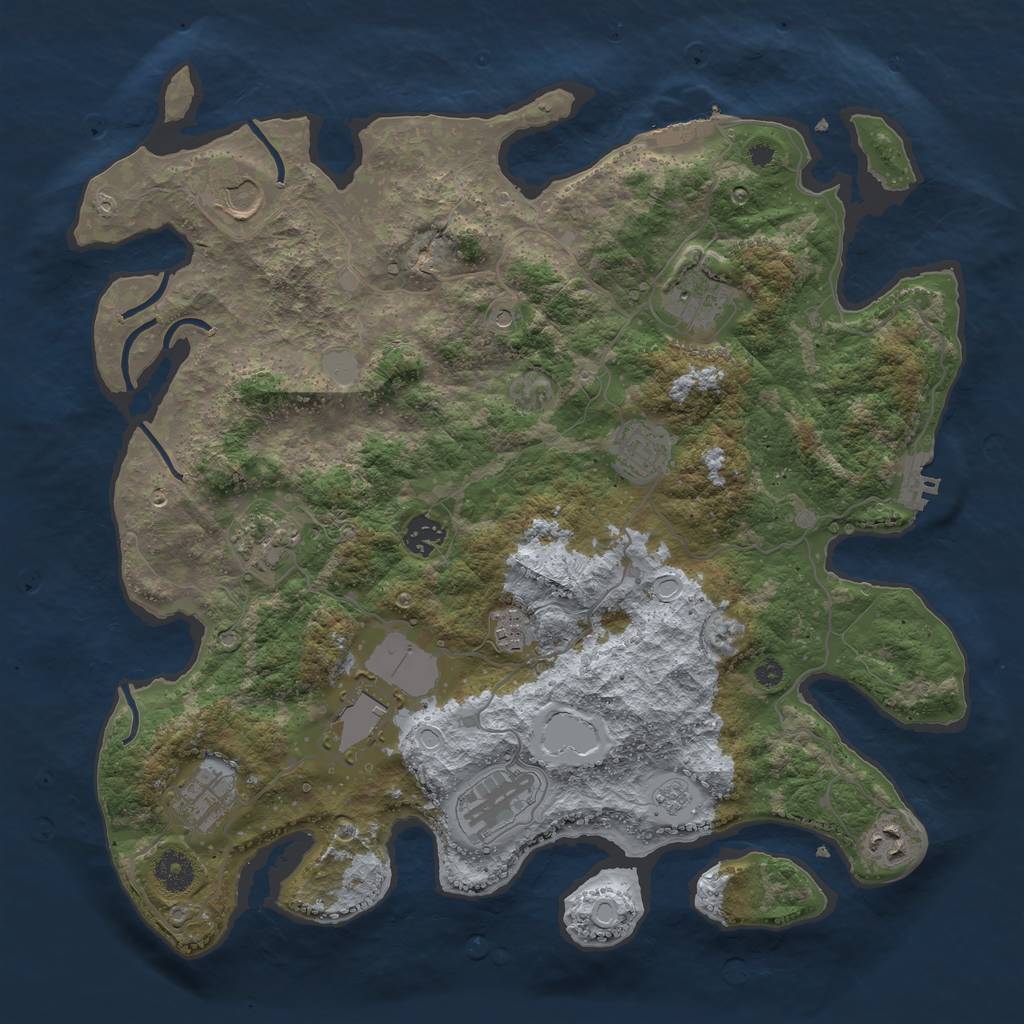 Rust Map: Procedural Map, Size: 3850, Seed: 935061958, 17 Monuments