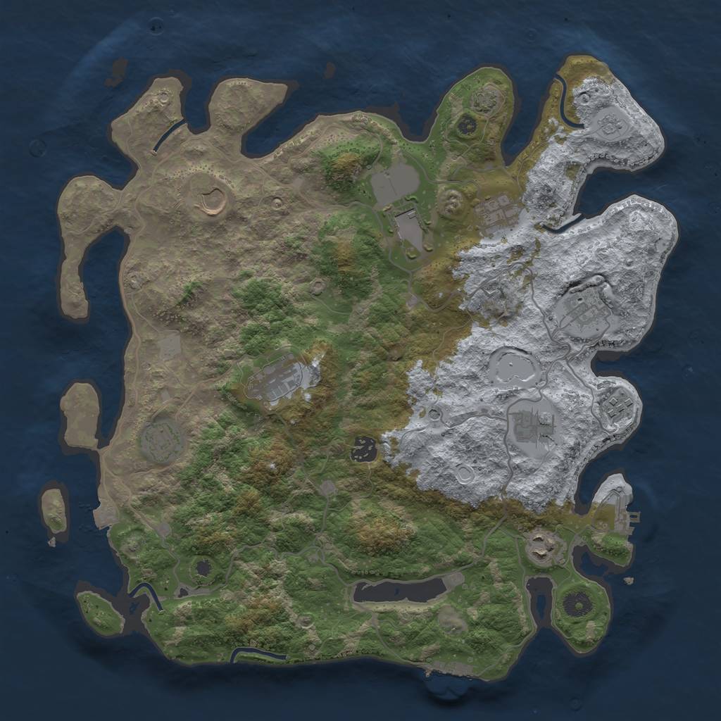 Rust Map: Procedural Map, Size: 4000, Seed: 482657, 18 Monuments