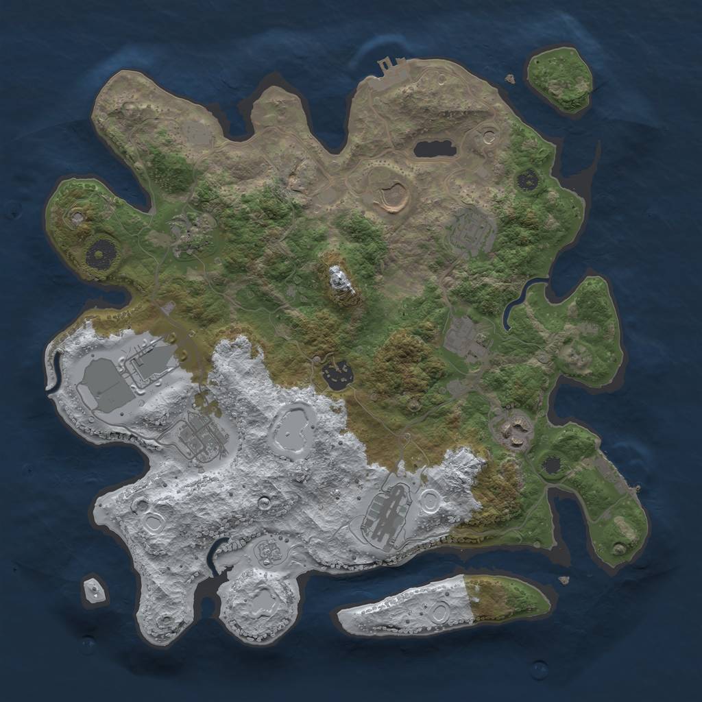 Rust Map: Procedural Map, Size: 3500, Seed: 27339, 18 Monuments