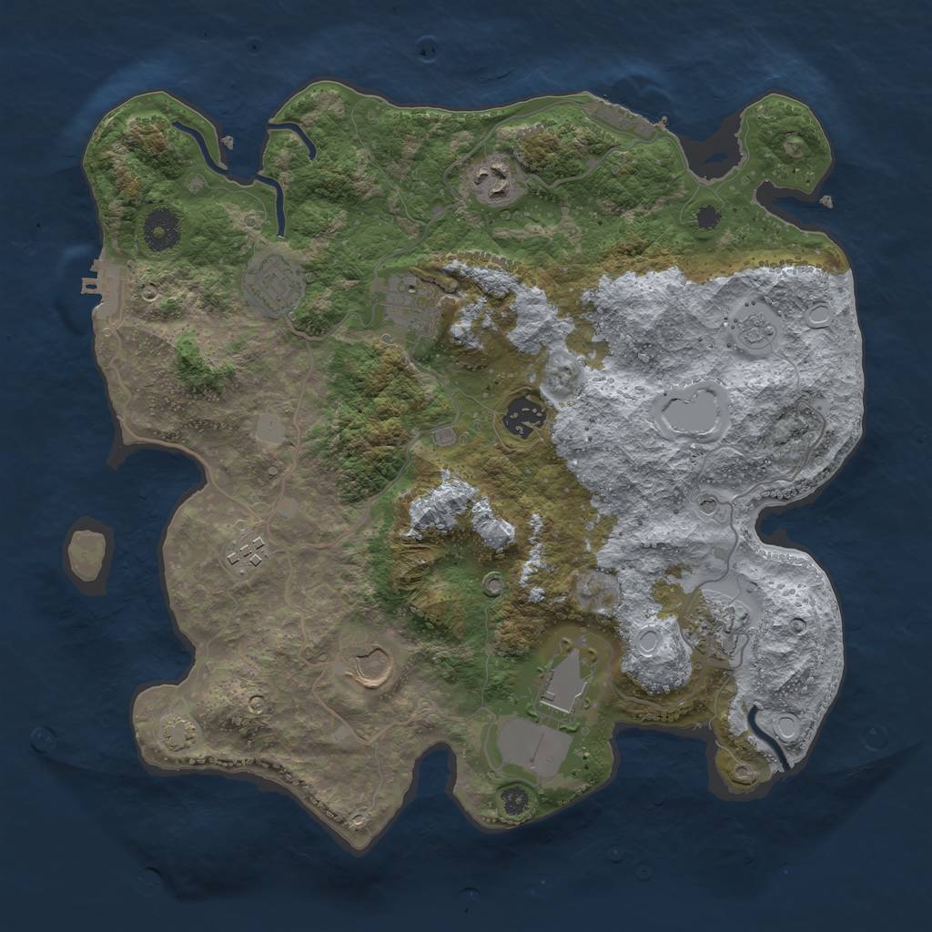 Rust Map: Procedural Map, Size: 3500, Seed: 578715224, 16 Monuments