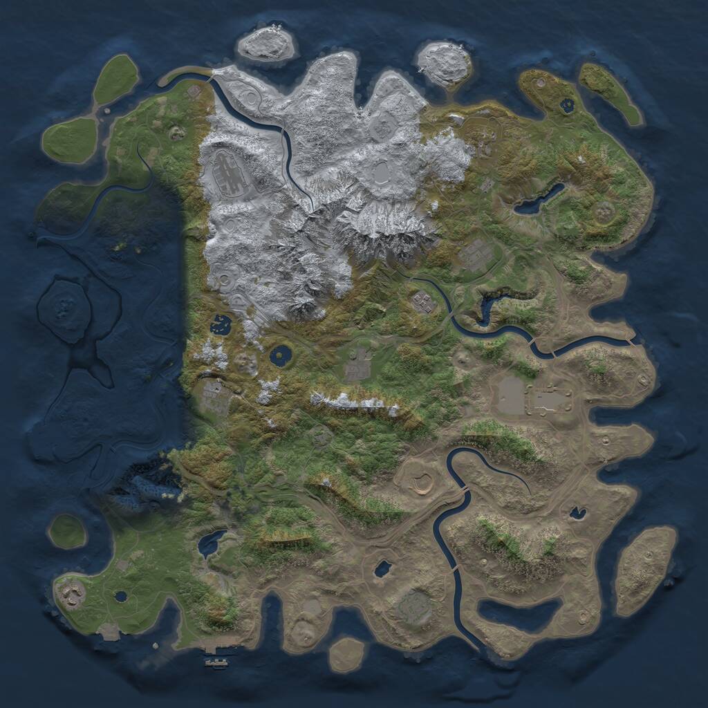 Rust Map: Procedural Map, Size: 5000, Seed: 4324444, 17 Monuments