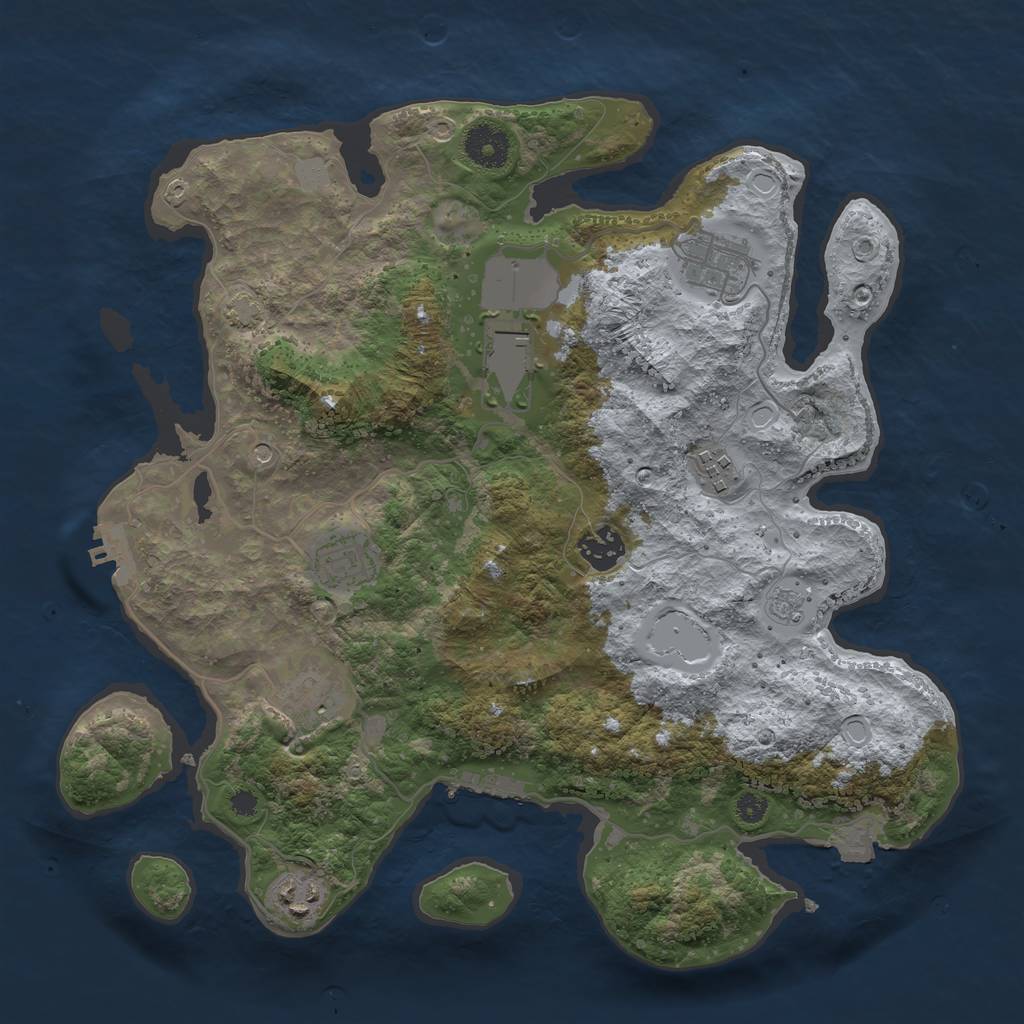 Rust Map: Procedural Map, Size: 3500, Seed: 1060738619, 15 Monuments