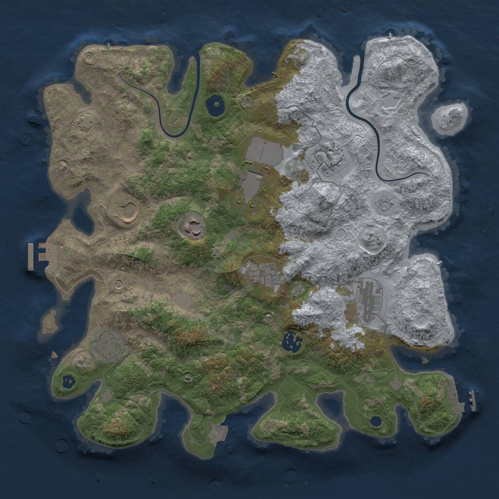 Rust Map: Procedural Map, Size: 3700, Seed: 1881488411, 14 Monuments